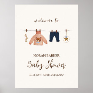 Boho Winter Clothesline Baby Shower Welcome Sign