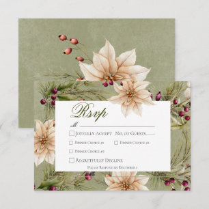 Boho Winter Greenery Boughs Sage Green Dinner RSVP Card