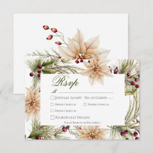 Boho Winter Greenery Boughs White Dinner RSVP Card