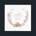 Boho Winter Greenery Red Floral 18th Birthday Napkin<br><div class="desc">Modern sage green watercolor Boho botanical frame is accented with small poinsettia flowers.</div>