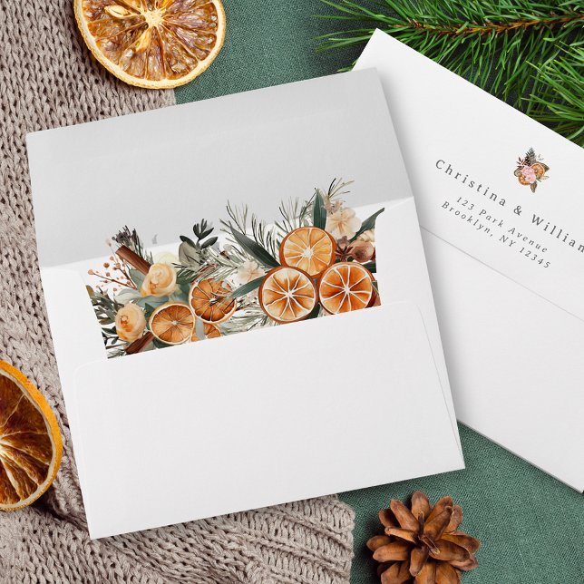 Boho Winter Holiday Botanical Wedding Envelope (Creator Uploaded)