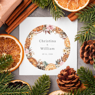 Boho Winter Holiday Botanical Wedding Sticker