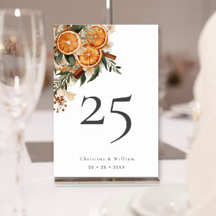 Boho Winter Holiday Wedding Table Number