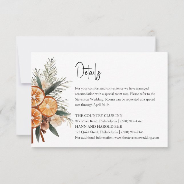 Boho winter Wedding details Invitation (Front)