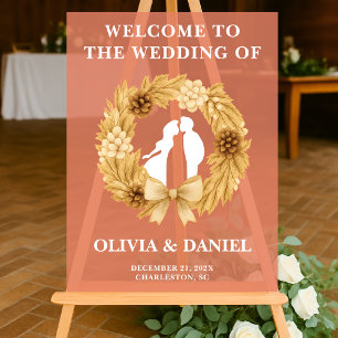 Boho Winter Wedding Welcome Frosted Acrylic Sign