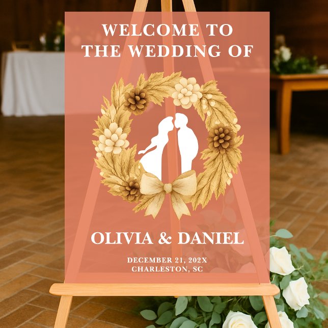 Boho Winter Wedding Welcome Frosted Acrylic Sign (Creator Uploaded)