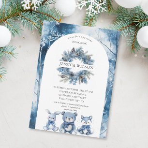 Boho Winter Woodland Forest Animals Baby Shower Invitation