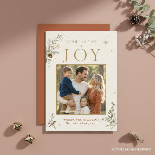 Boho Wishing You Joy Photo Holiday Card