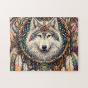 Boho Wolf Dreamcatcher Jigsaw Puzzle