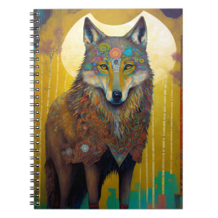 Boho Wolf Surreal Wildlife Art Notebook