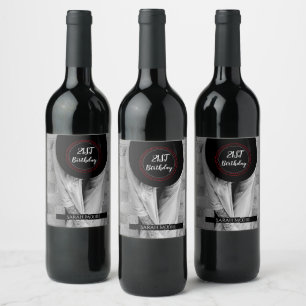 Boho Woman 21st Birthday Custom Photo Wine Label