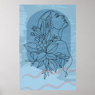 Boho Woman Drawing Line Modern Wall Art