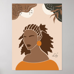 Boho Woman Illustration, Earthy Tones Poster