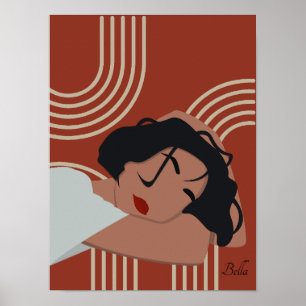 Boho Woman Illustration, Earthy Tones Poster