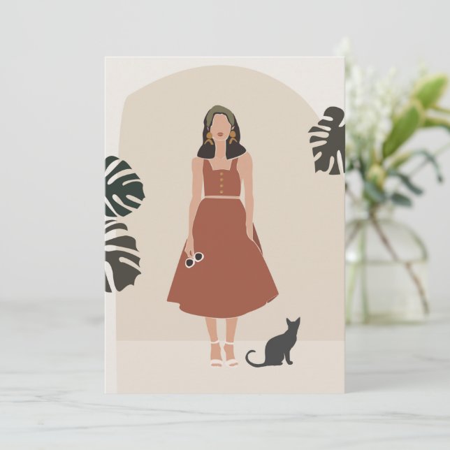Boho Woman in Terracotta Dress Summer Fashion (Standing Front)