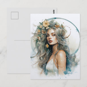 Boho woman postcard