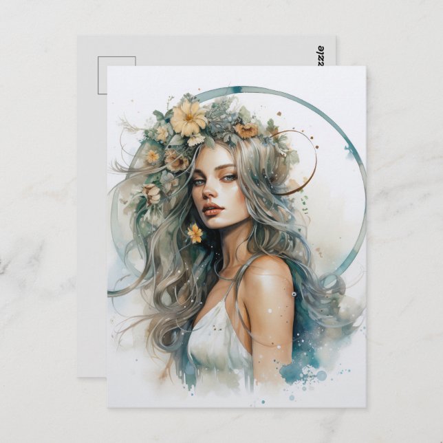 Boho woman postcard (Front/Back)