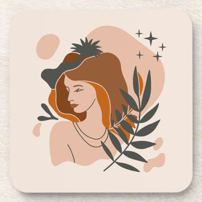 Boho Woman Stars Coaster (Front)