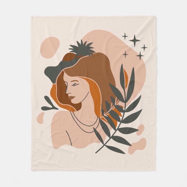 Boho Woman Stars Fleece Blanket (Front)