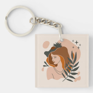 Boho Woman Stars Key Ring