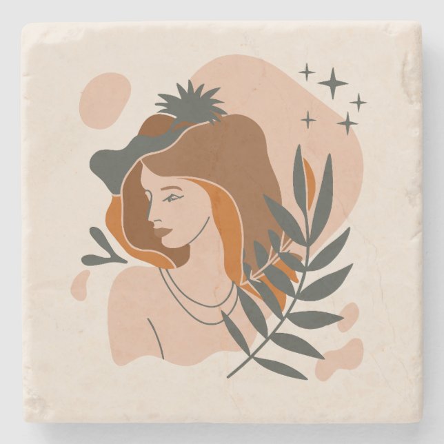 Boho Woman Stars Stone Coaster (Front)