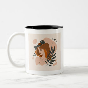 Boho Woman Stars Two-Tone Coffee Mug