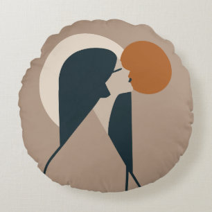 Boho Woman Sun Round Cushion