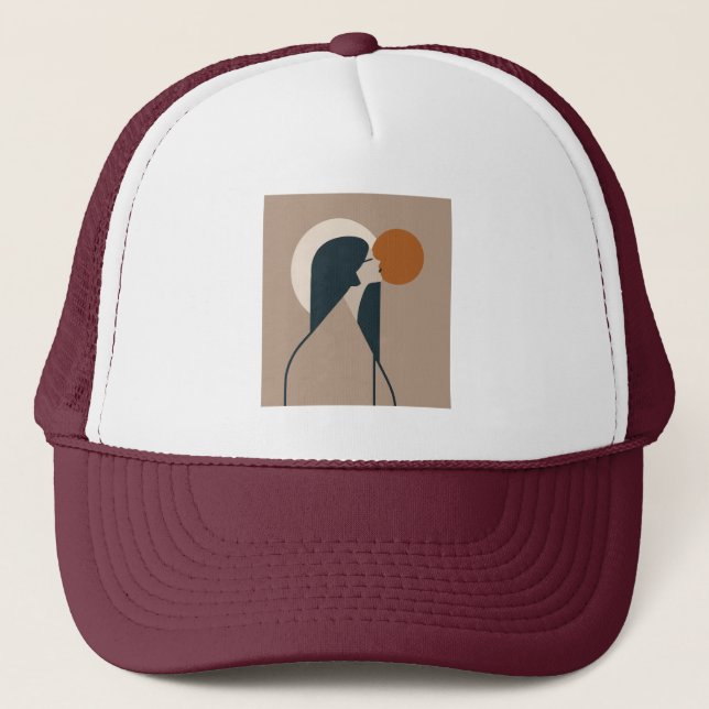 Boho Woman Sun Trucker Hat (Front)