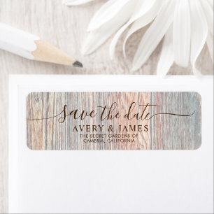 Boho Wood Slice Pampas Save the Date Address Label