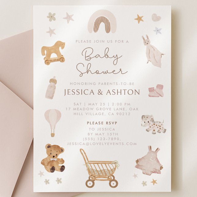 Boho Wooden Toys Baby Shower Invitation (Creator Uploaded)