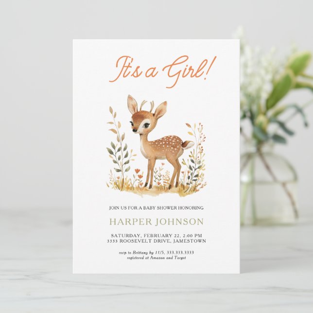 Boho Woodland Animal Baby Shower Invitation (Standing Front)