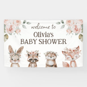 Boho Woodland Animals Baby Shower  Banner