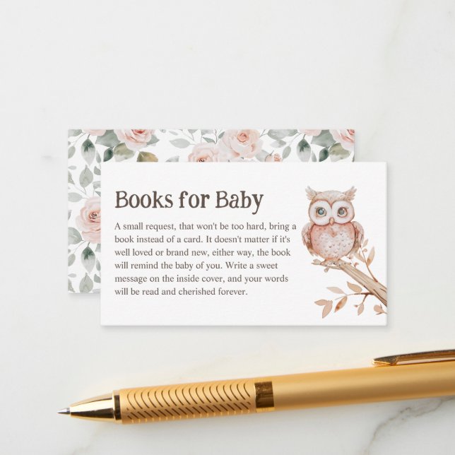 Boho Woodland Animals Baby Shower Books for Baby Enclosure Card (Front/Back In Situ)