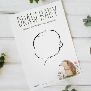 Boho Woodland Animals Baby Shower Draw Baby Game Flyer