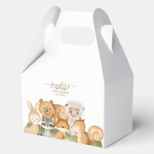Boho Woodland animals Baby Shower Floral Script Favour Box
