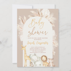 Boho Woodland Animals Baby Shower Invitation