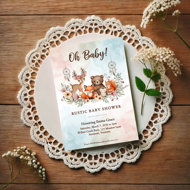 Boho Woodland Animals Baby Shower Invitation (Creator Uploaded)