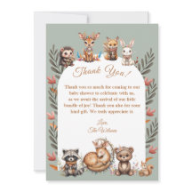 Boho Woodland Animals Baby Shower Thank You Card