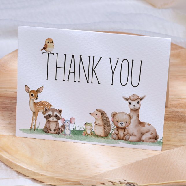 Boho Woodland Animals Baby Shower Thank You Card (Creator Uploaded)