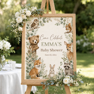 Boho Woodland Animals Baby Shower Welcome Sign