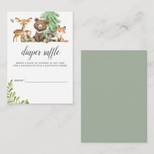 Boho Woodland Animals Diaper Raffle Baby Shower Enclosure Card