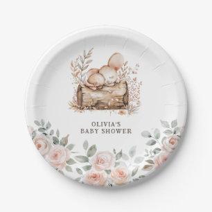 Boho Woodland Animals & Floral Baby Shower Paper Plate