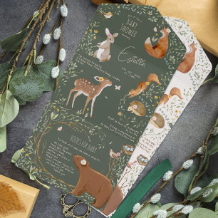 Boho Woodland Animals Forest Friends Baby Shower All In One Invitation