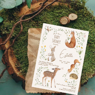 Boho Woodland Animals Forest Friends Baby Shower Invitation