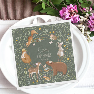 Boho Woodland Animals Forest Friends Baby Shower Napkin