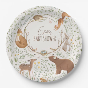 Boho Woodland Animals Forest Friends Baby Shower Paper Plate