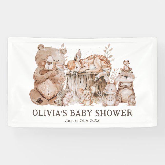 Boho Woodland Animals Gender Neutral Baby Shower Banner (Horizontal)