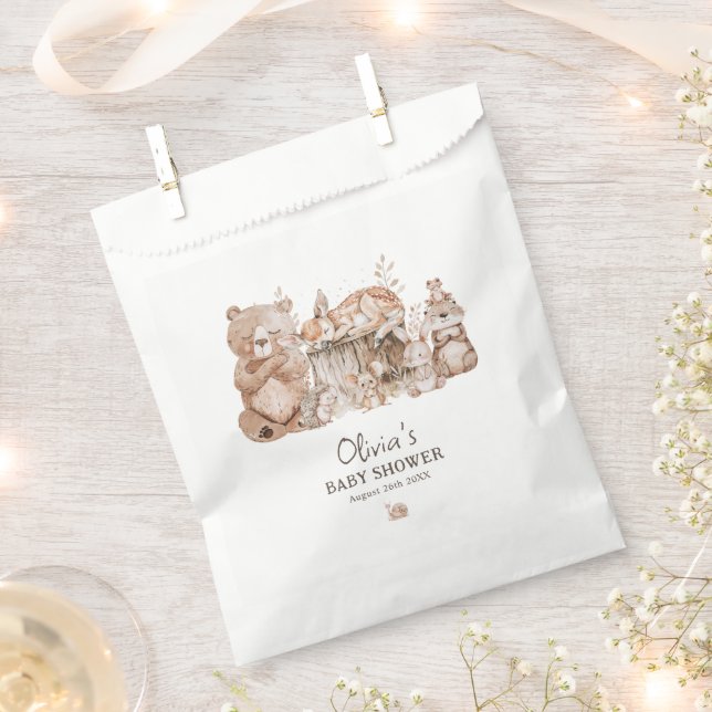 Boho Woodland Animals Gender Neutral Baby Shower Favour Bags (Clipped)