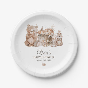 Boho Woodland Animals Gender Neutral Baby Shower Paper Plate