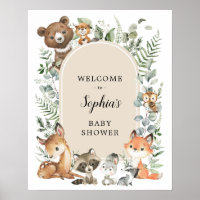 Boho Woodland Animals Greenery Baby Shower Welcome